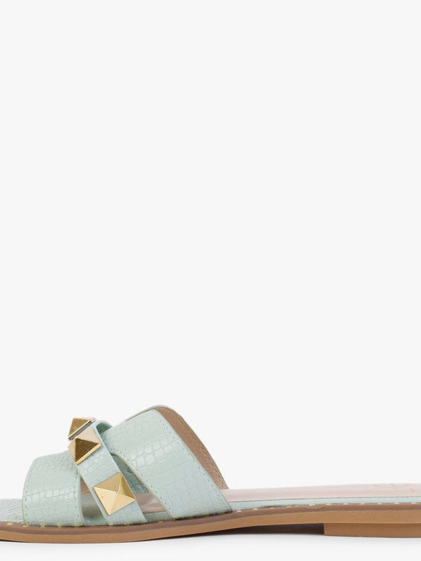 Cubig Green Studded Reptile Mules