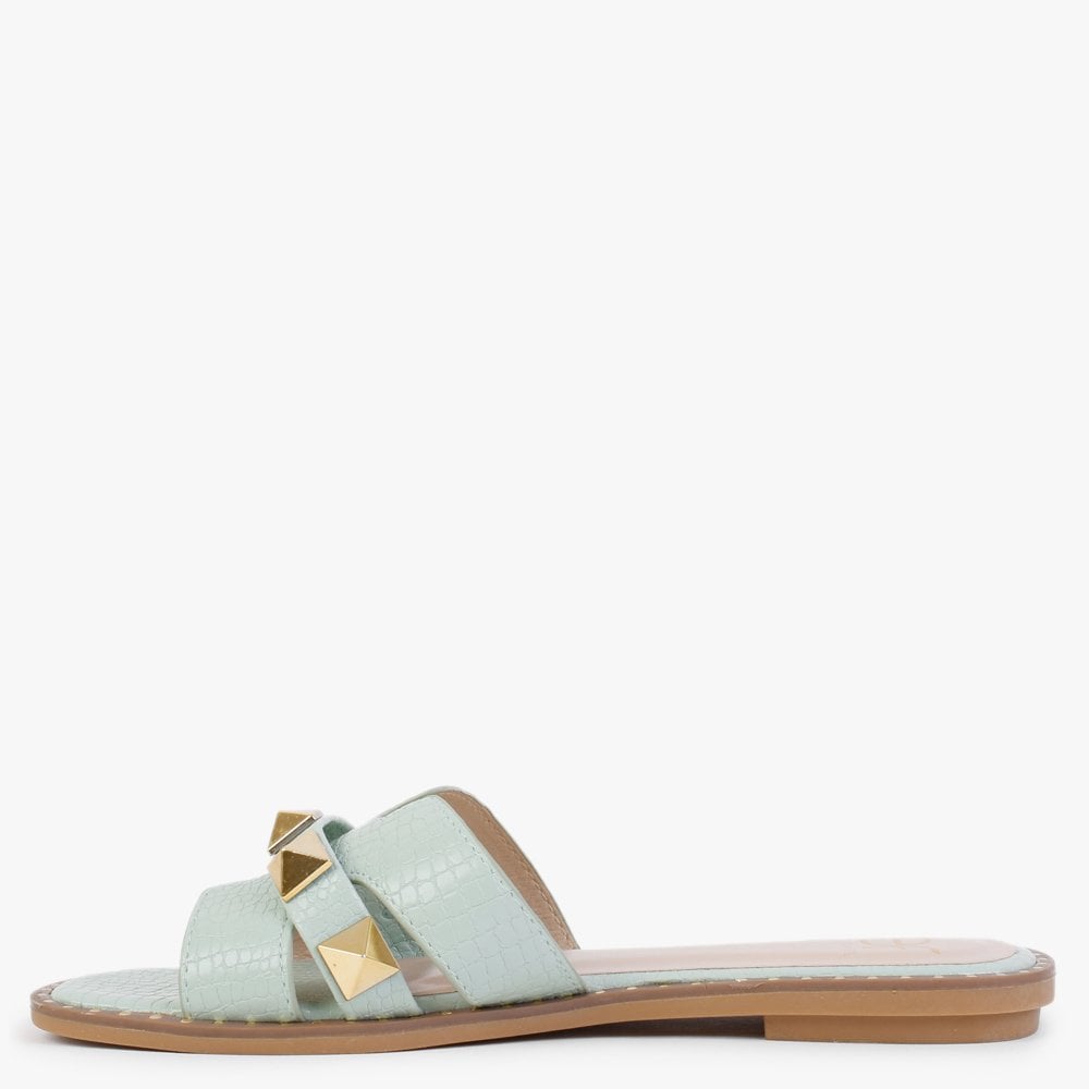 Cubig Green Studded Reptile Mules