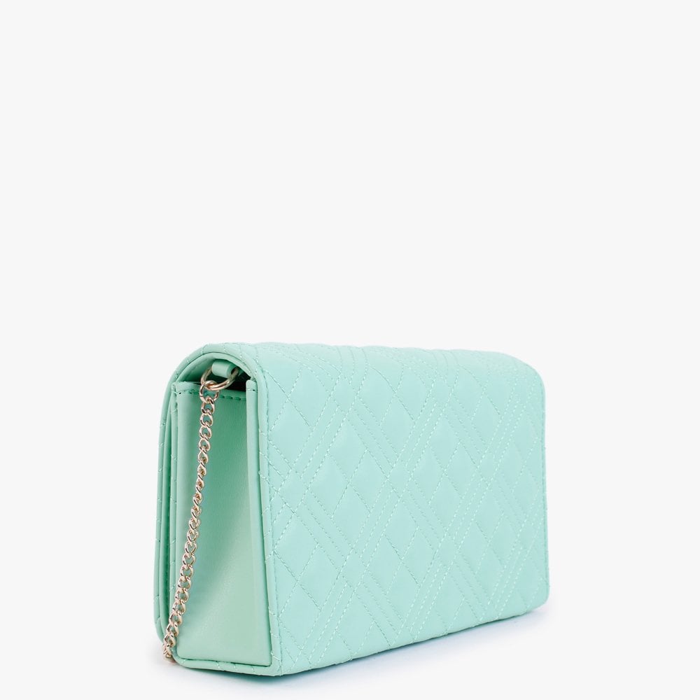 Diamond Quilt Flapover Menta Cross-Body Bag