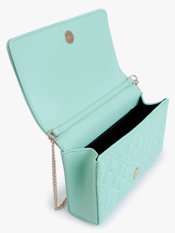 Diamond Quilt Flapover Menta Cross-Body Bag