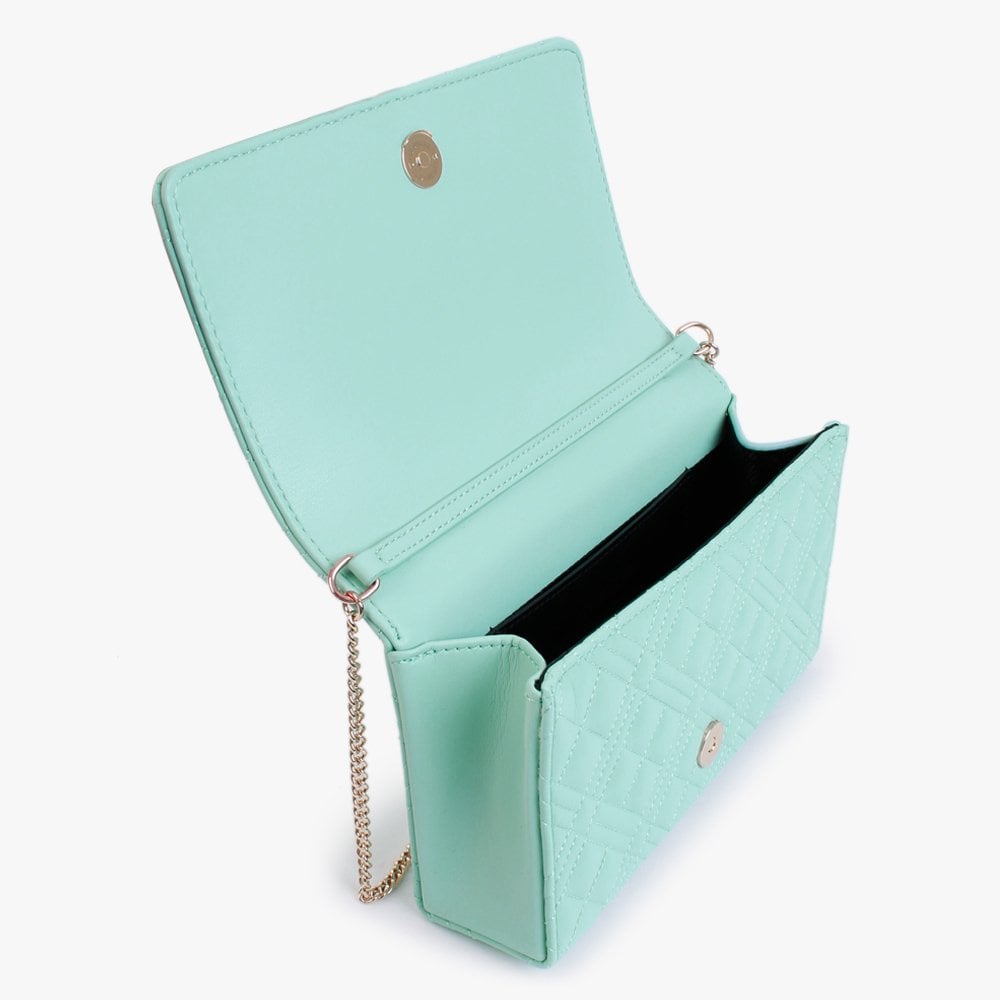 Diamond Quilt Flapover Menta Cross-Body Bag
