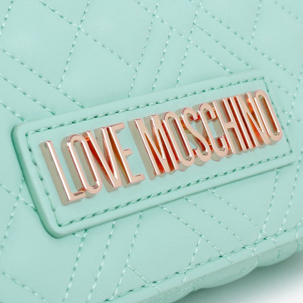 Diamond Quilt Flapover Menta Cross-Body Bag