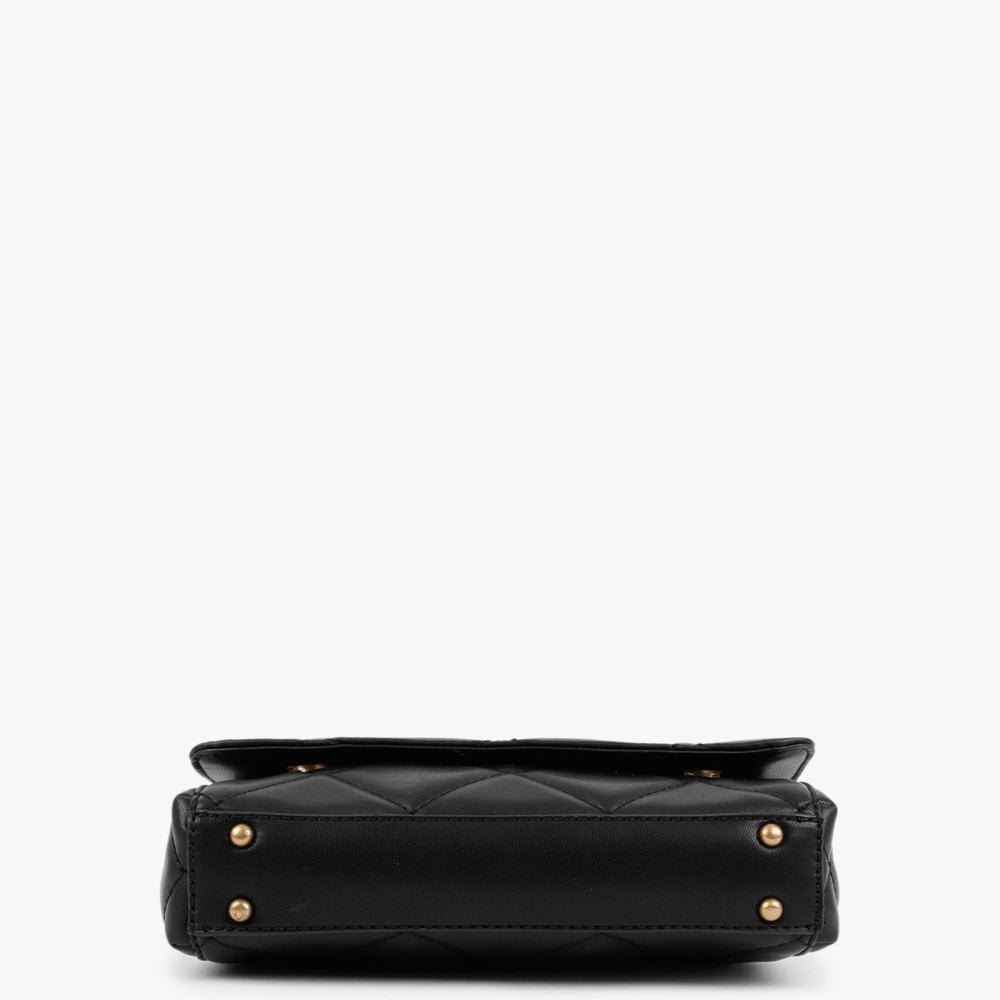 Cessily Quilted Convertible Black Bronze Tone Hardware Cross-Body Bag