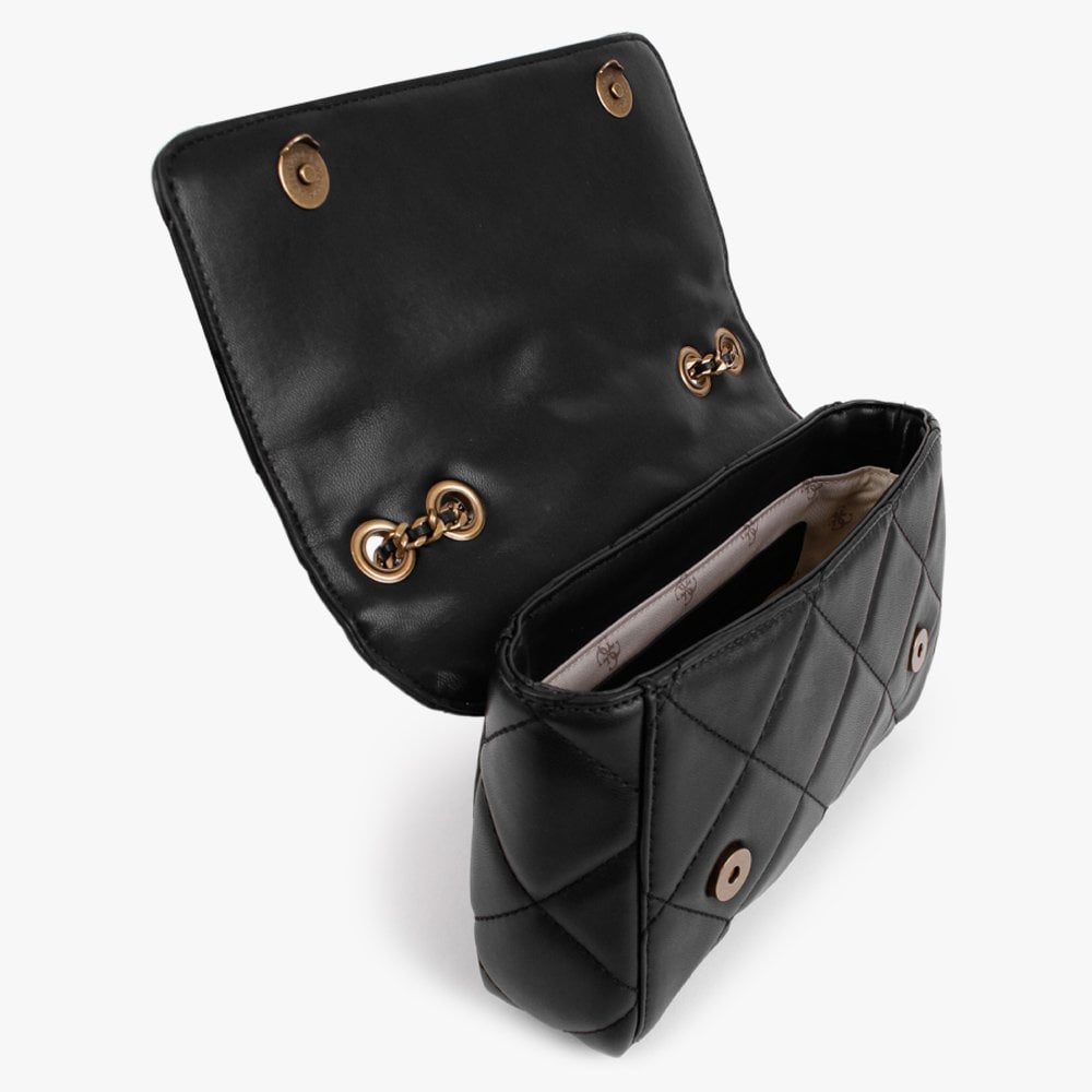 Cessily Quilted Convertible Black Bronze Tone Hardware Cross-Body Bag