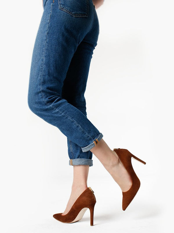 Nippy Tan Suede Leather Court Shoes