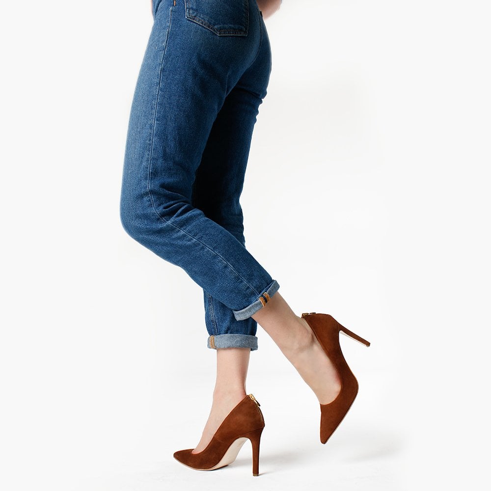 Nippy Tan Suede Leather Court Shoes