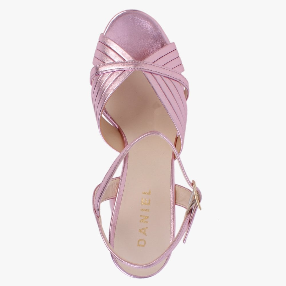 Avery Pink Leather Platform Heeled Sandals