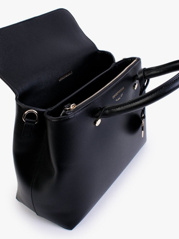 Roberta Black Pebbled Tote Bag