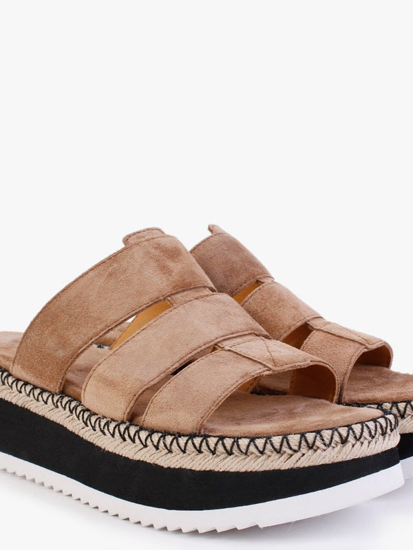 Romaine Brown Suede Flatform Mules