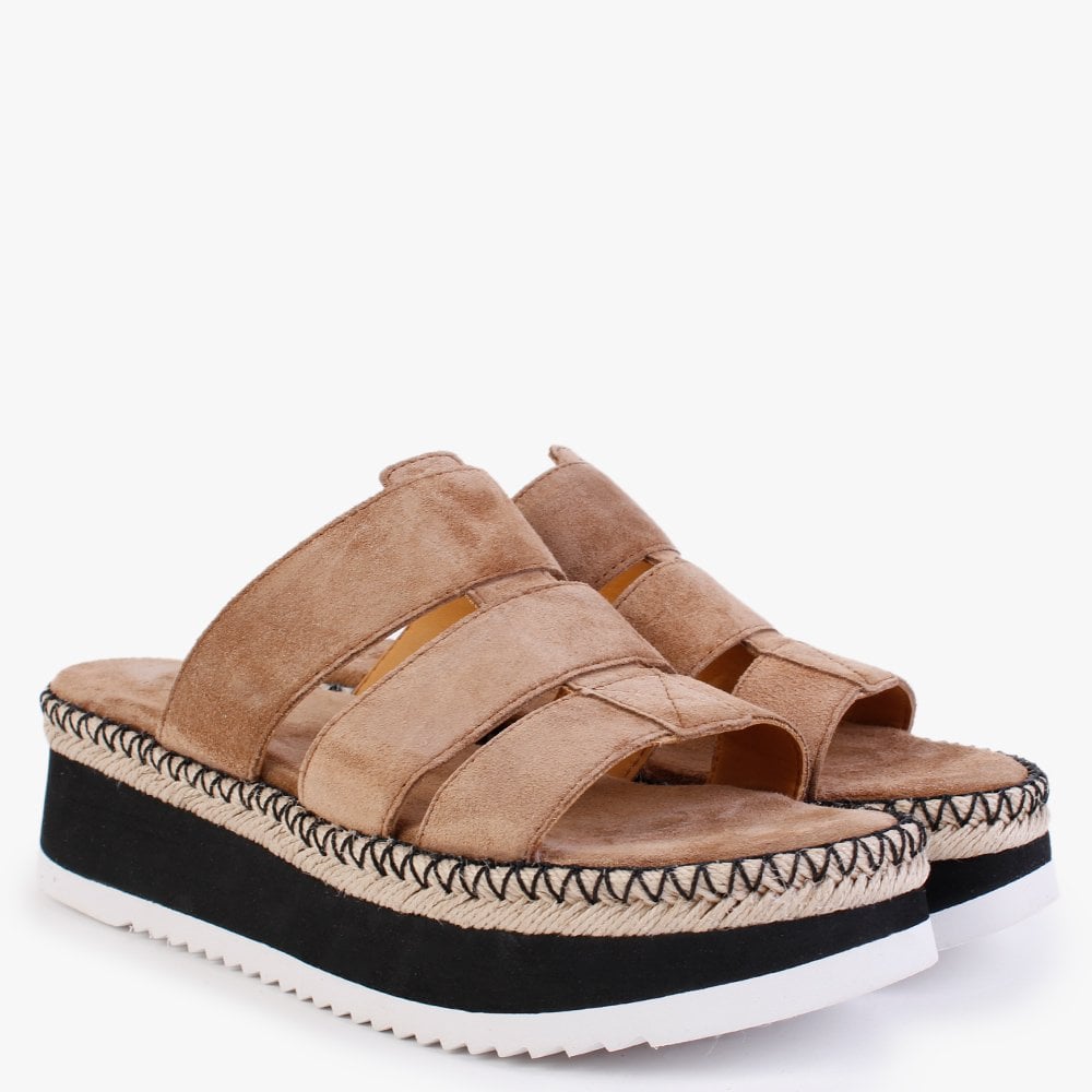 Romaine Brown Suede Flatform Mules