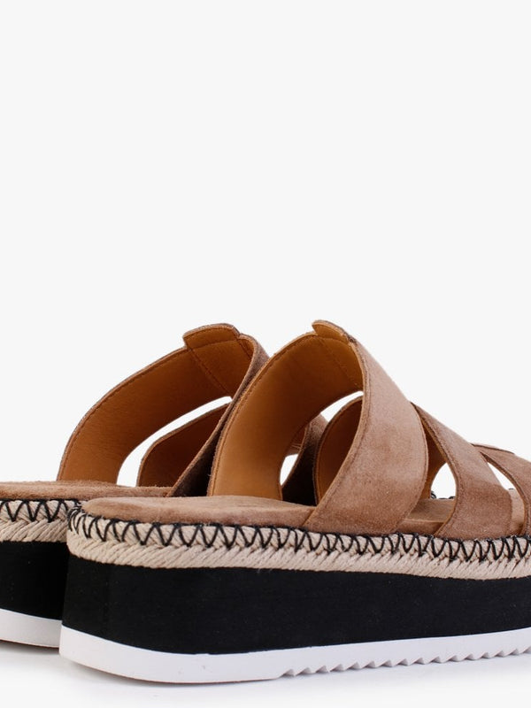 Romaine Brown Suede Flatform Mules