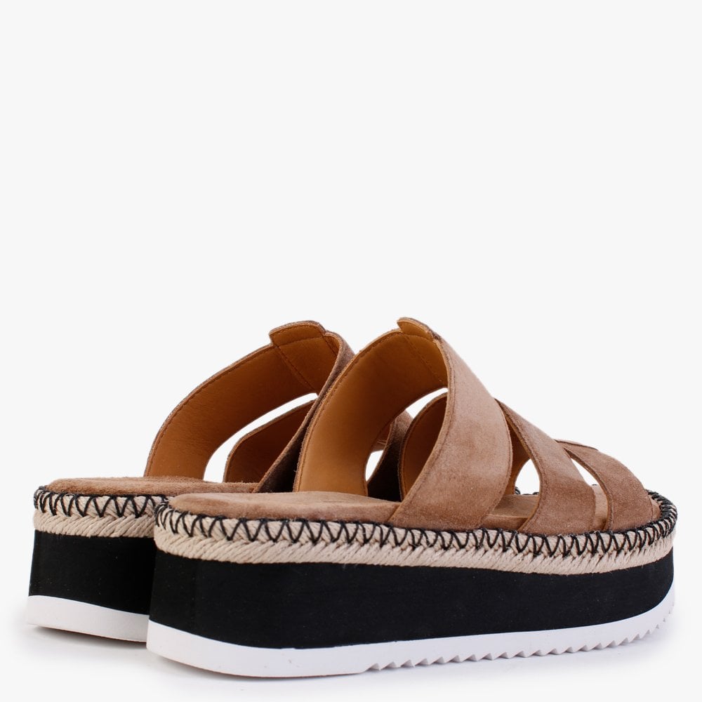 Romaine Brown Suede Flatform Mules