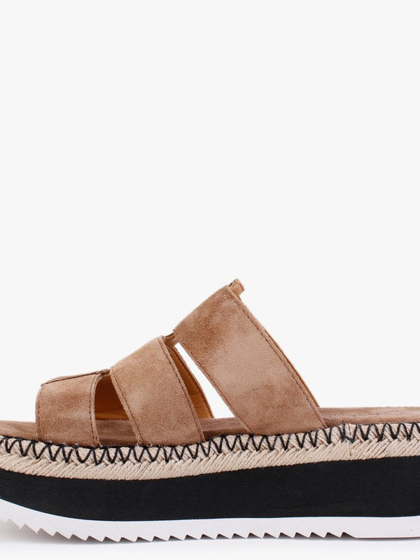 Romaine Brown Suede Flatform Mules