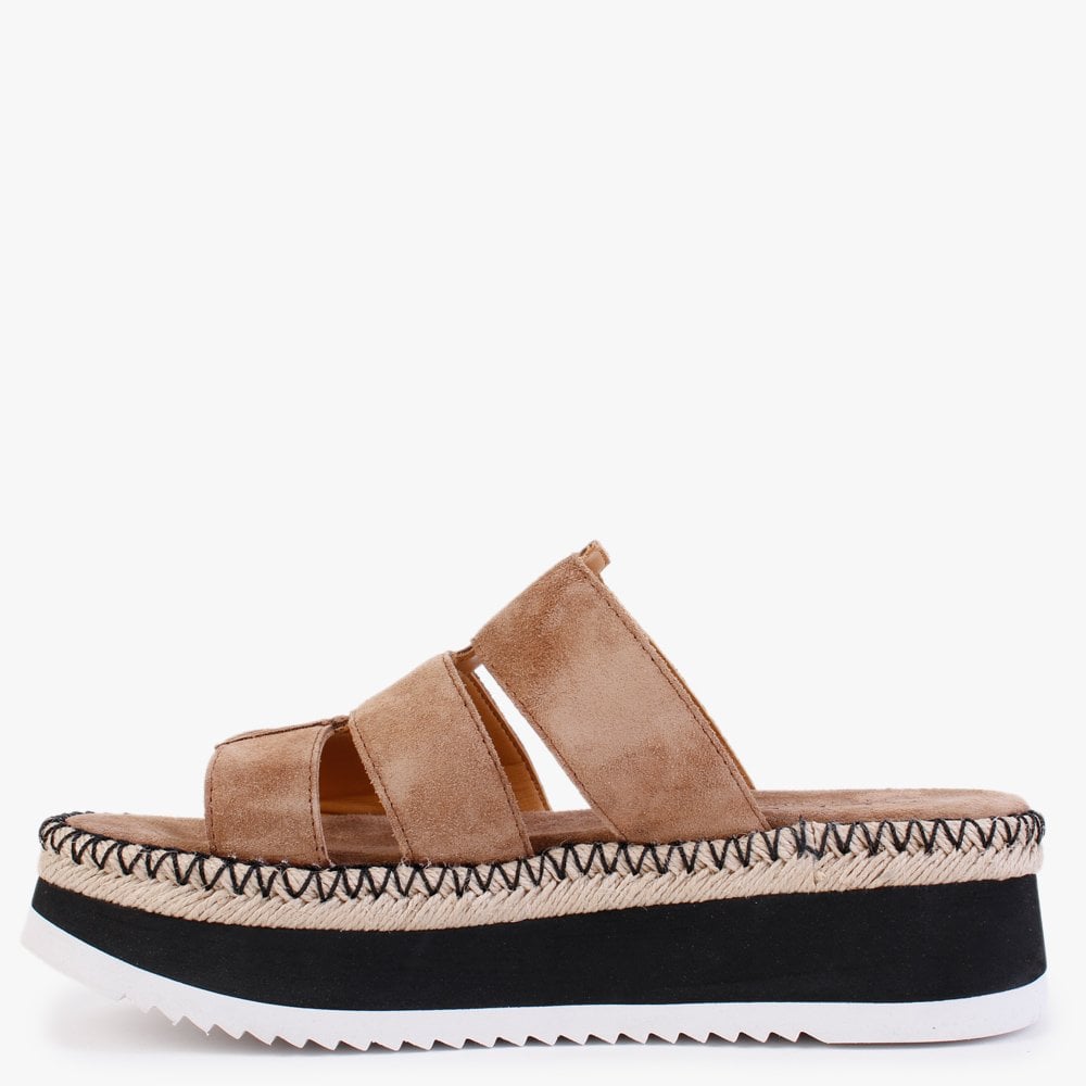 Romaine Brown Suede Flatform Mules