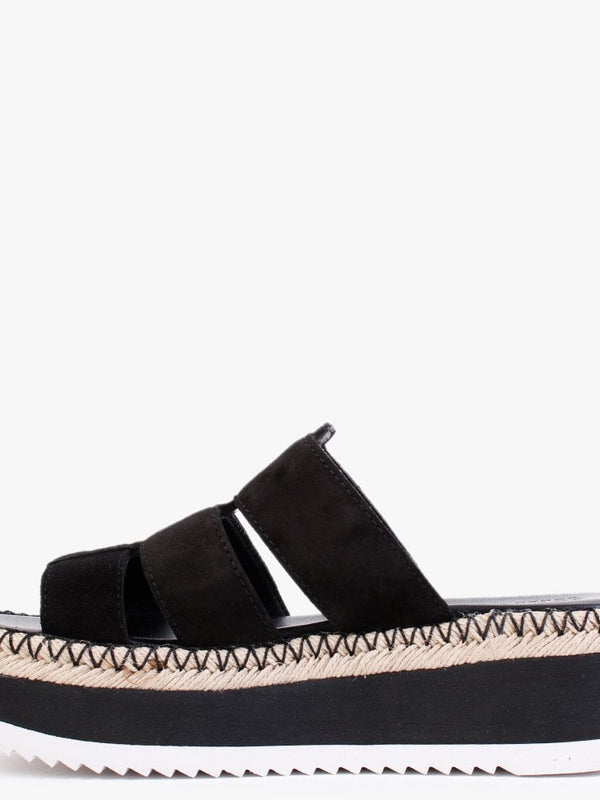 Romaine Black Suede Flatform Mules