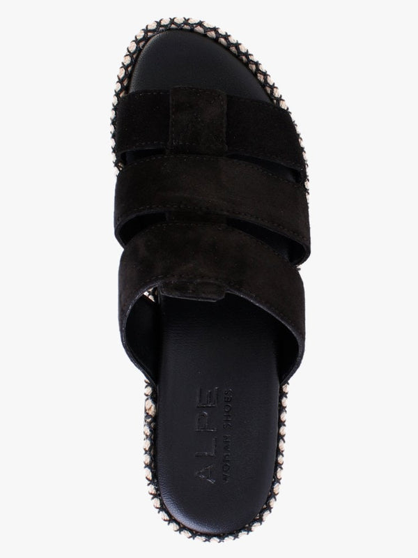 Romaine Black Suede Flatform Mules