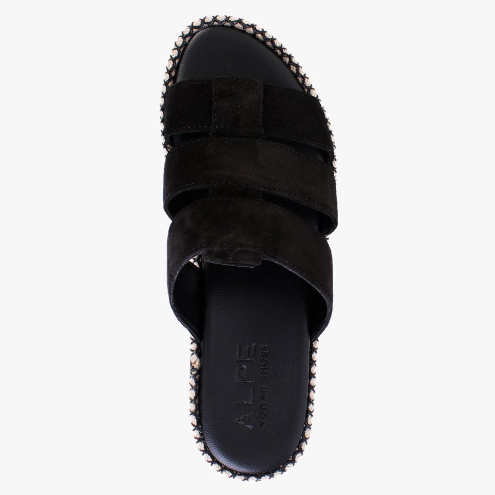 Romaine Black Suede Flatform Mules