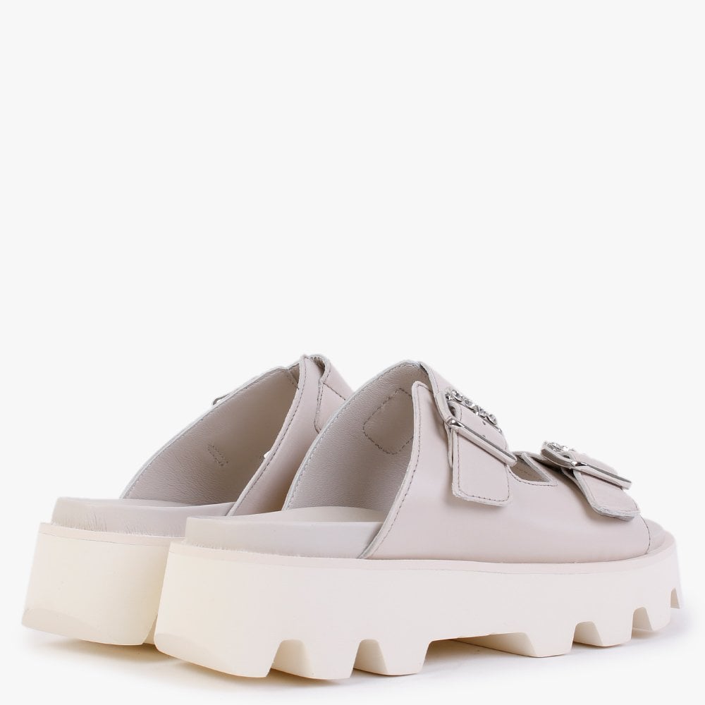 Kalamata Cream Leather Chunky Mules