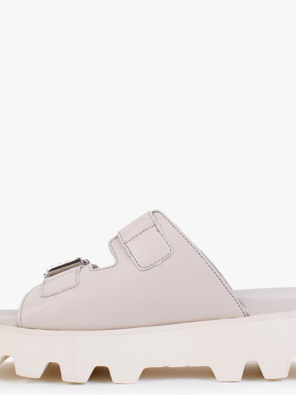 Kalamata Cream Leather Chunky Mules