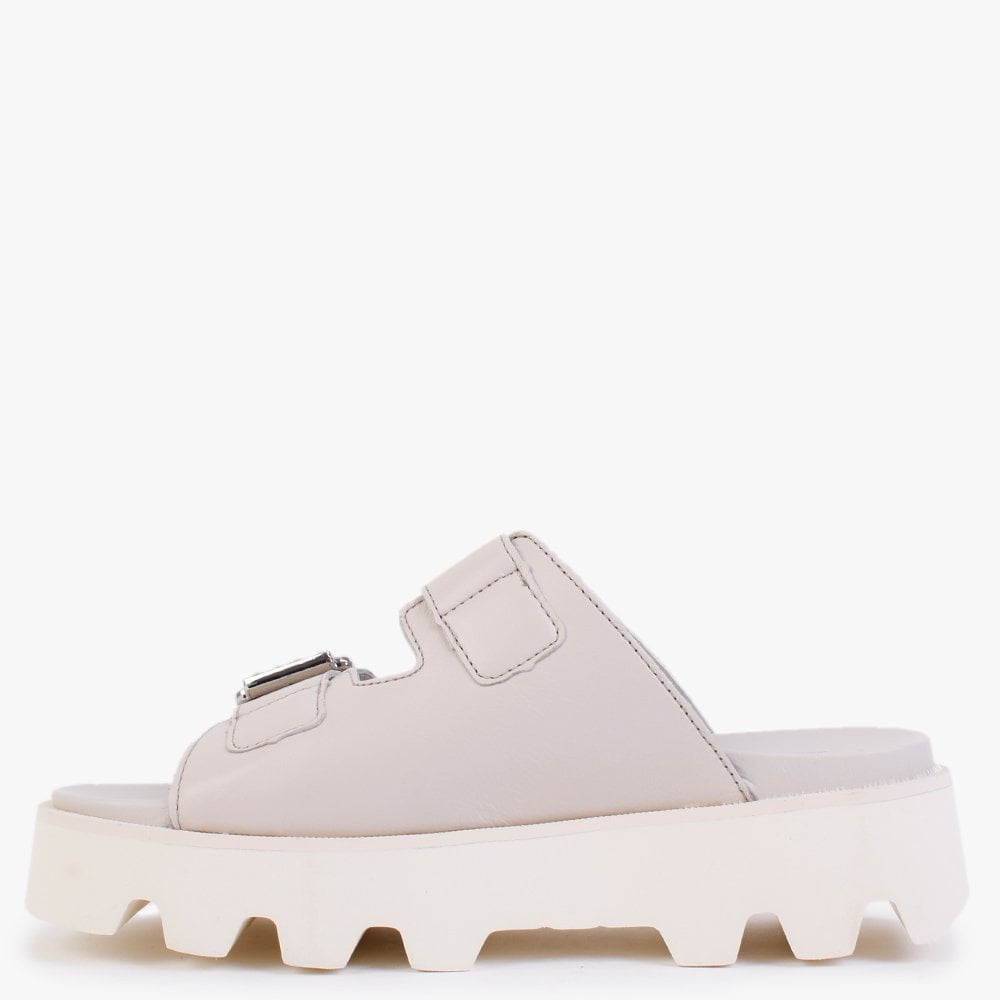 Kalamata Cream Leather Chunky Mules