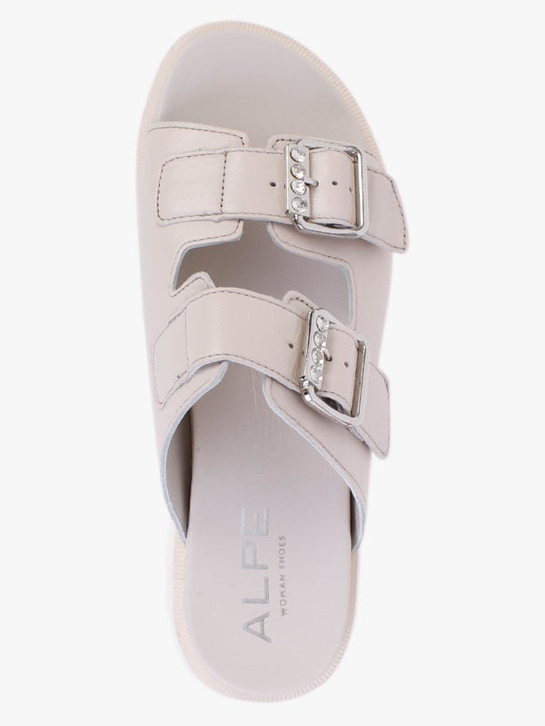 Kalamata Cream Leather Chunky Mules
