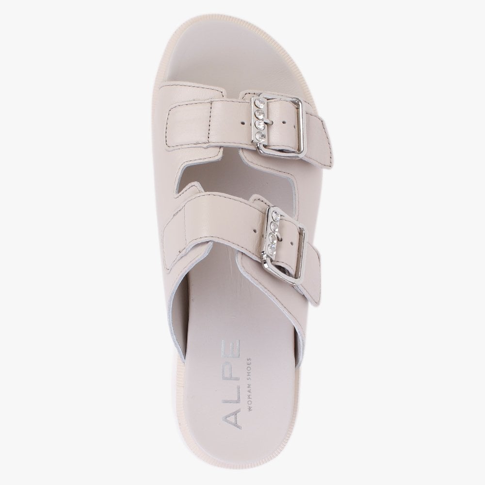 Kalamata Cream Leather Chunky Mules