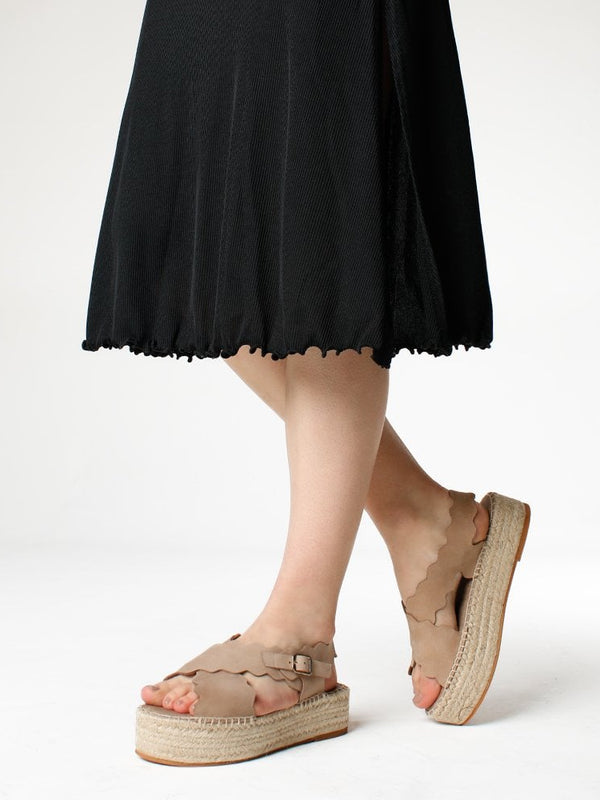 Ifla Taupe Leather Flatform Espadrille Sandals
