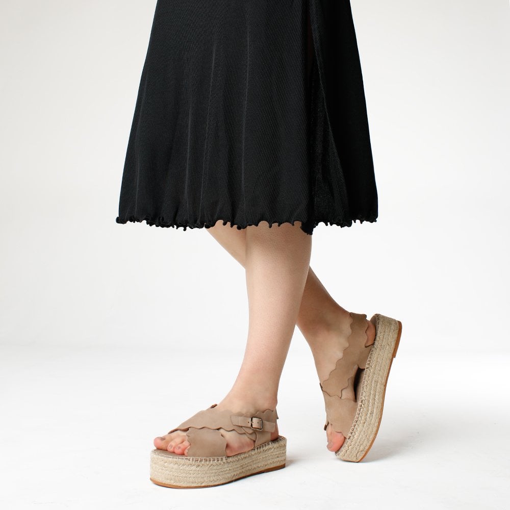 Ifla Taupe Leather Flatform Espadrille Sandals