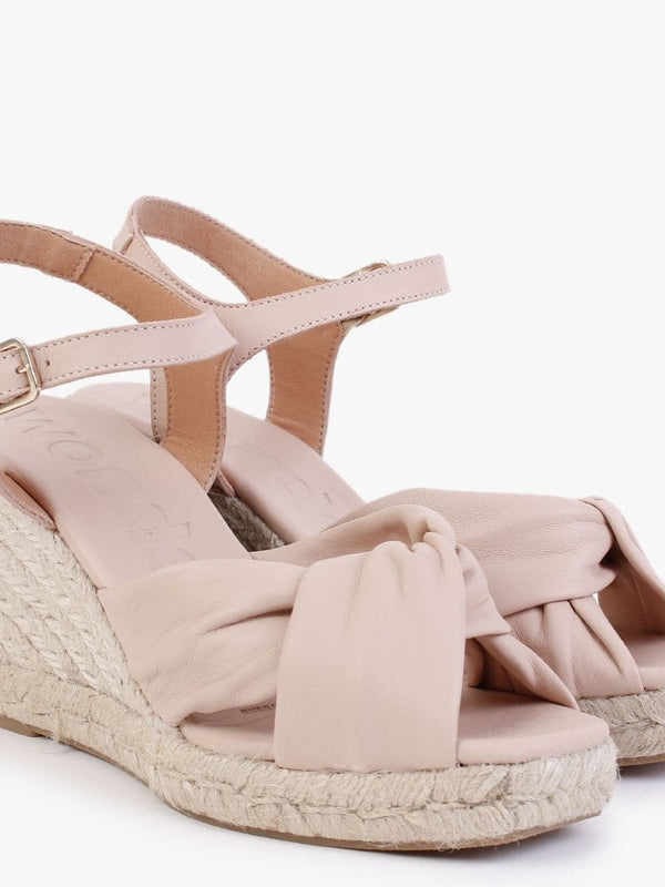 Libero Nude Leather Wedge Espadrilles