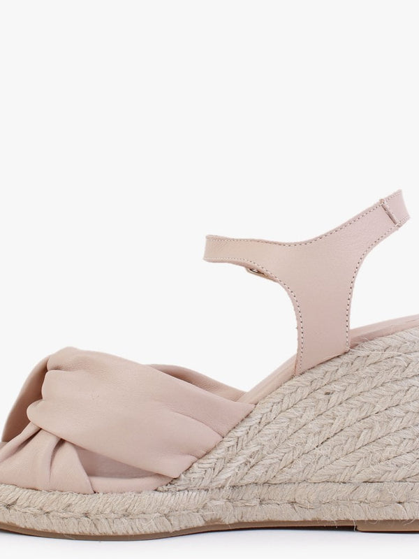 Libero Nude Leather Wedge Espadrilles