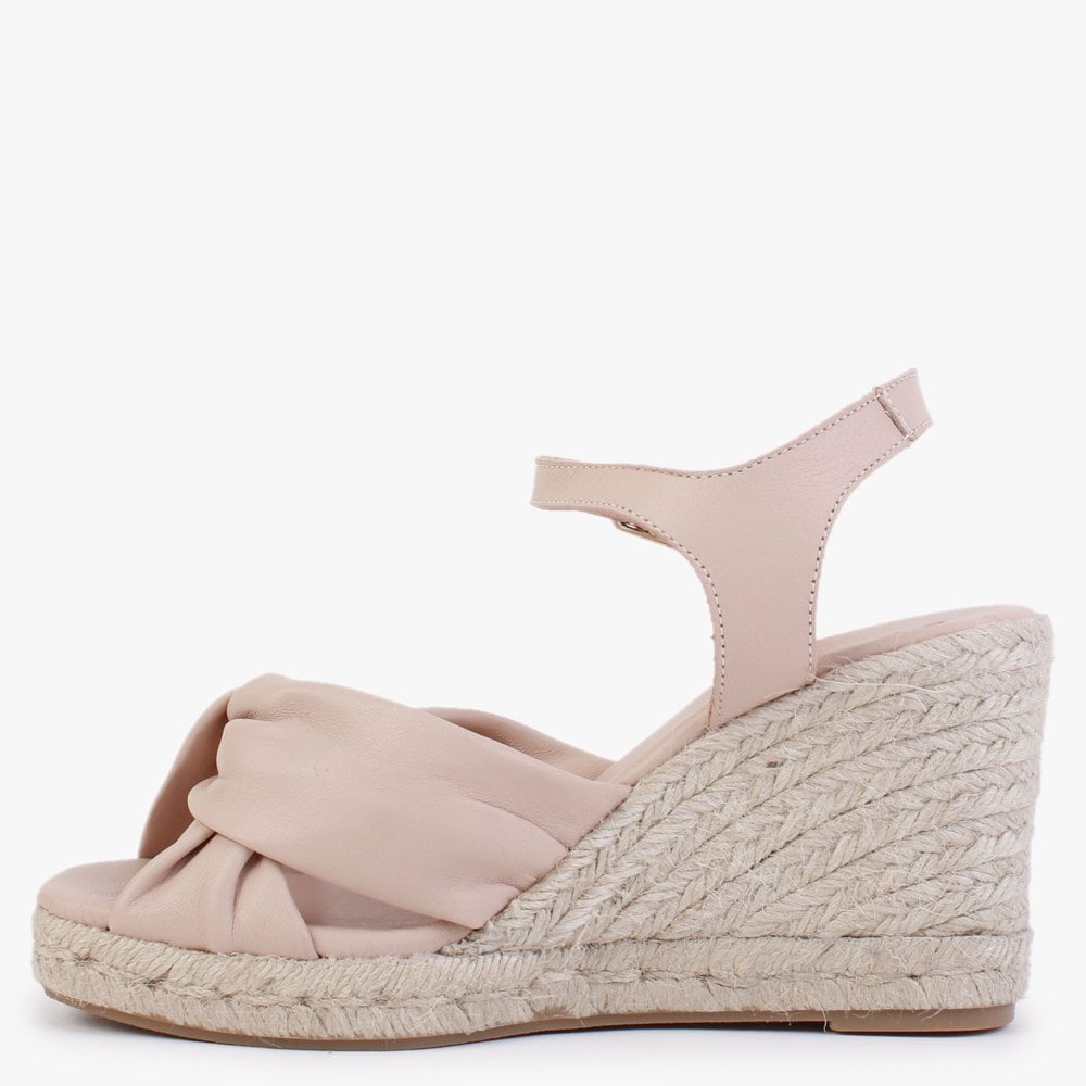 Libero Nude Leather Wedge Espadrilles