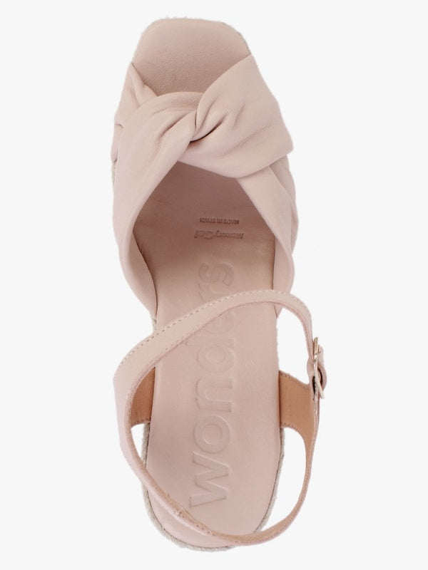 Libero Nude Leather Wedge Espadrilles