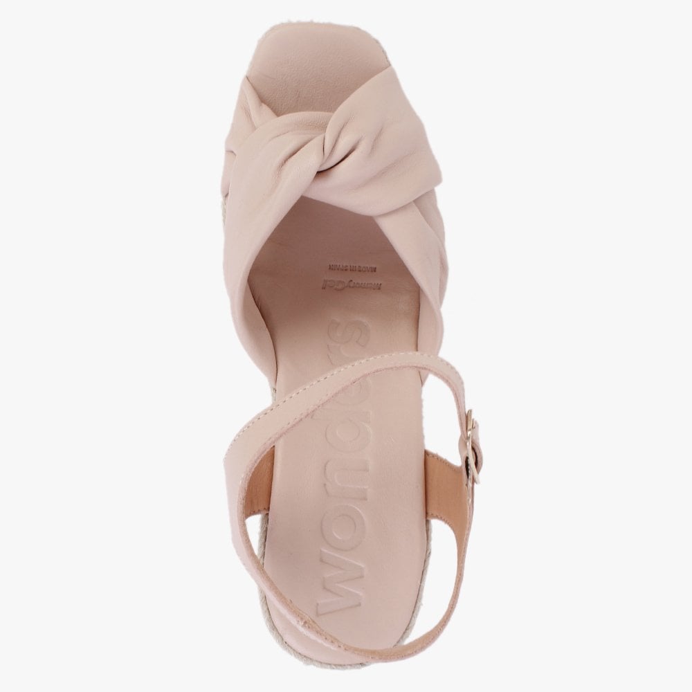Libero Nude Leather Wedge Espadrilles
