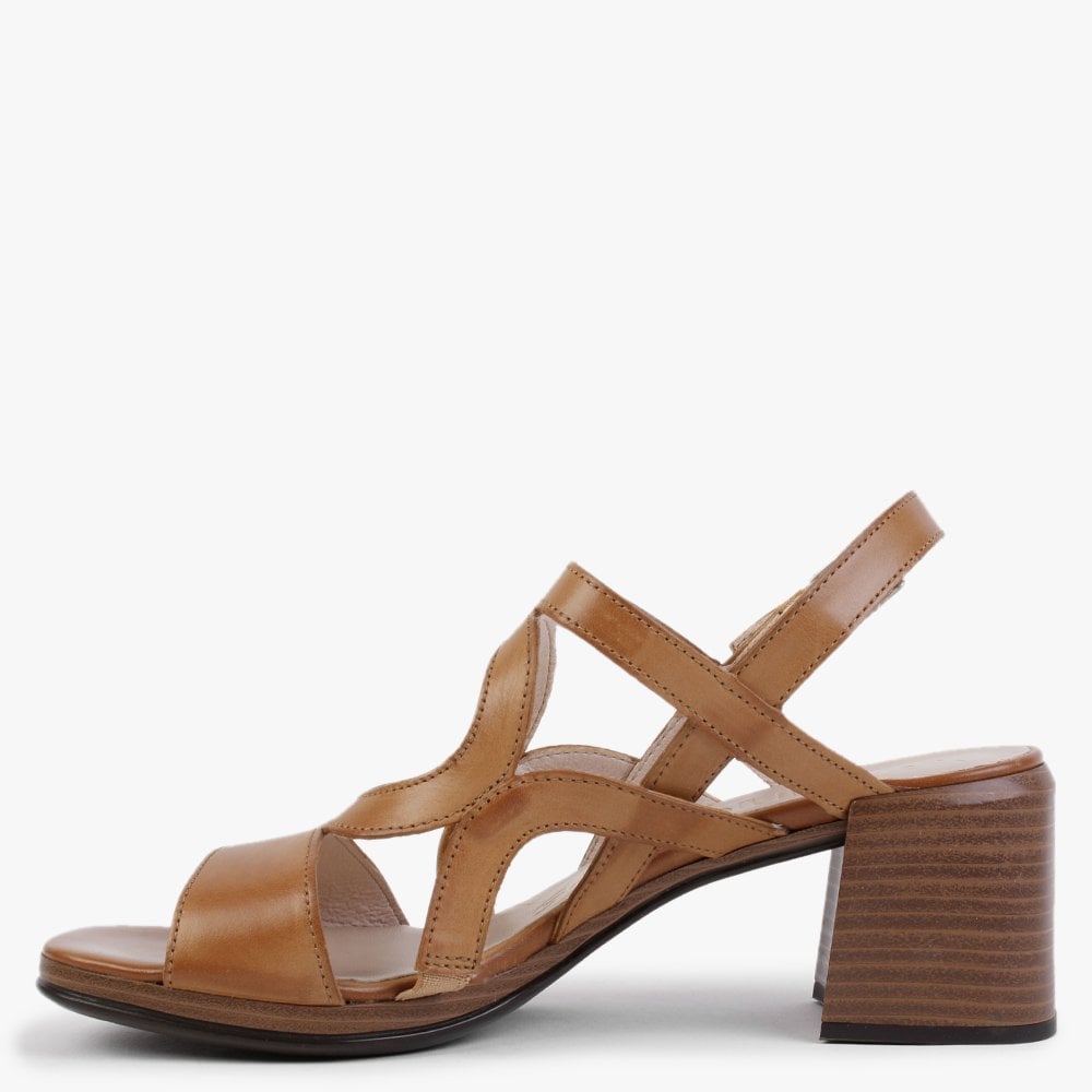 Lament Tan Leather Cut Away Heeled Sandals
