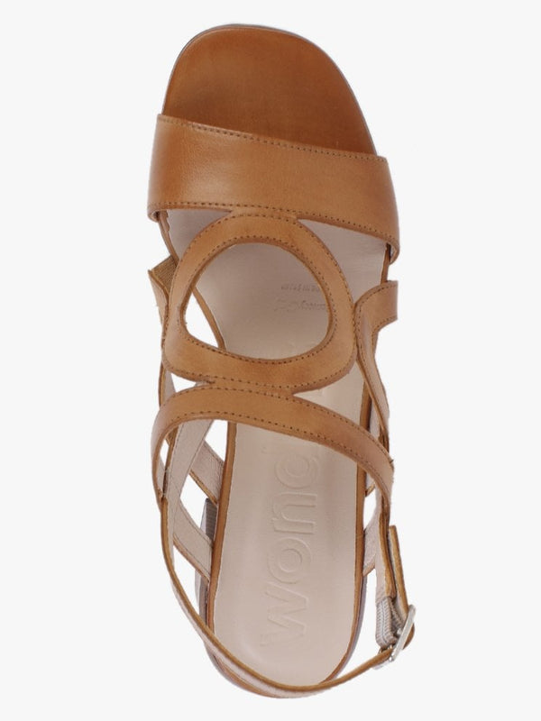 Lament Tan Leather Cut Away Heeled Sandals