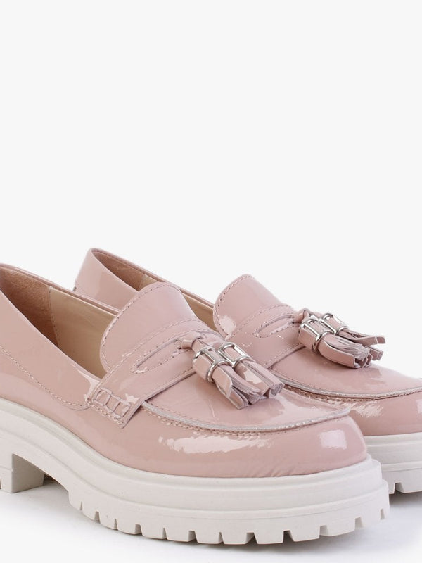 Nassel Pink Patent Leather Tassel Loafers