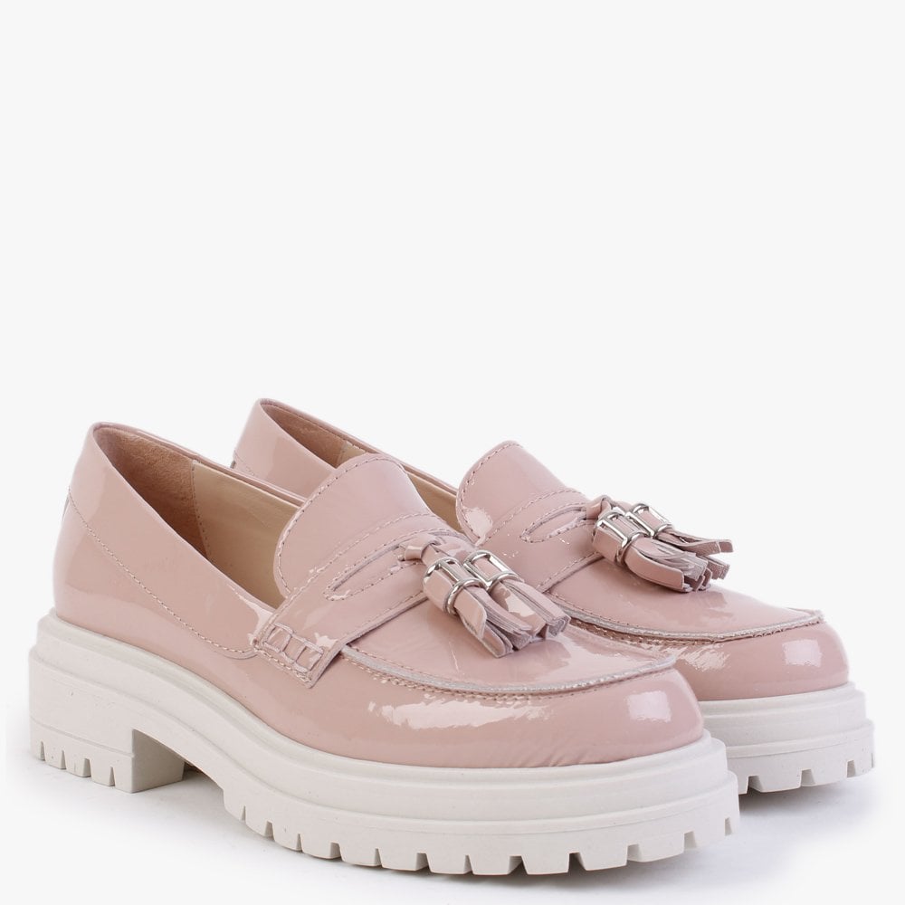 Nassel Pink Patent Leather Tassel Loafers