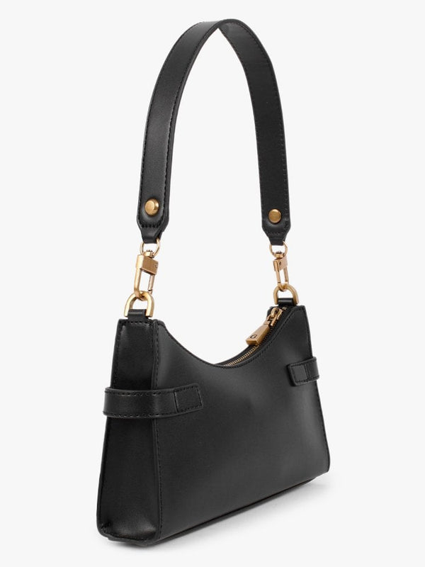Zadie Logo Black Top Zip Shoulder Bag