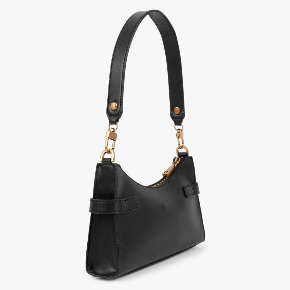 Zadie Logo Black Top Zip Shoulder Bag