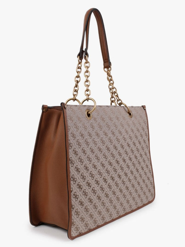 Aviana Signature Logo Latte & Cognac Tote Bag