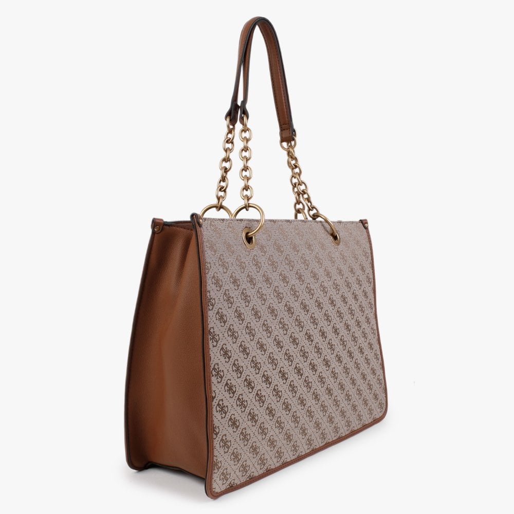 Aviana Signature Logo Latte & Cognac Tote Bag