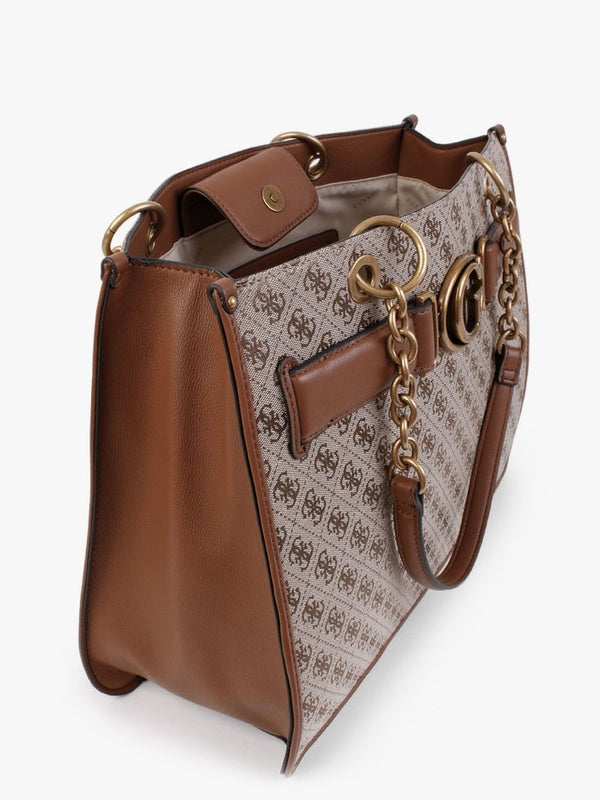 Aviana Signature Logo Latte & Cognac Tote Bag
