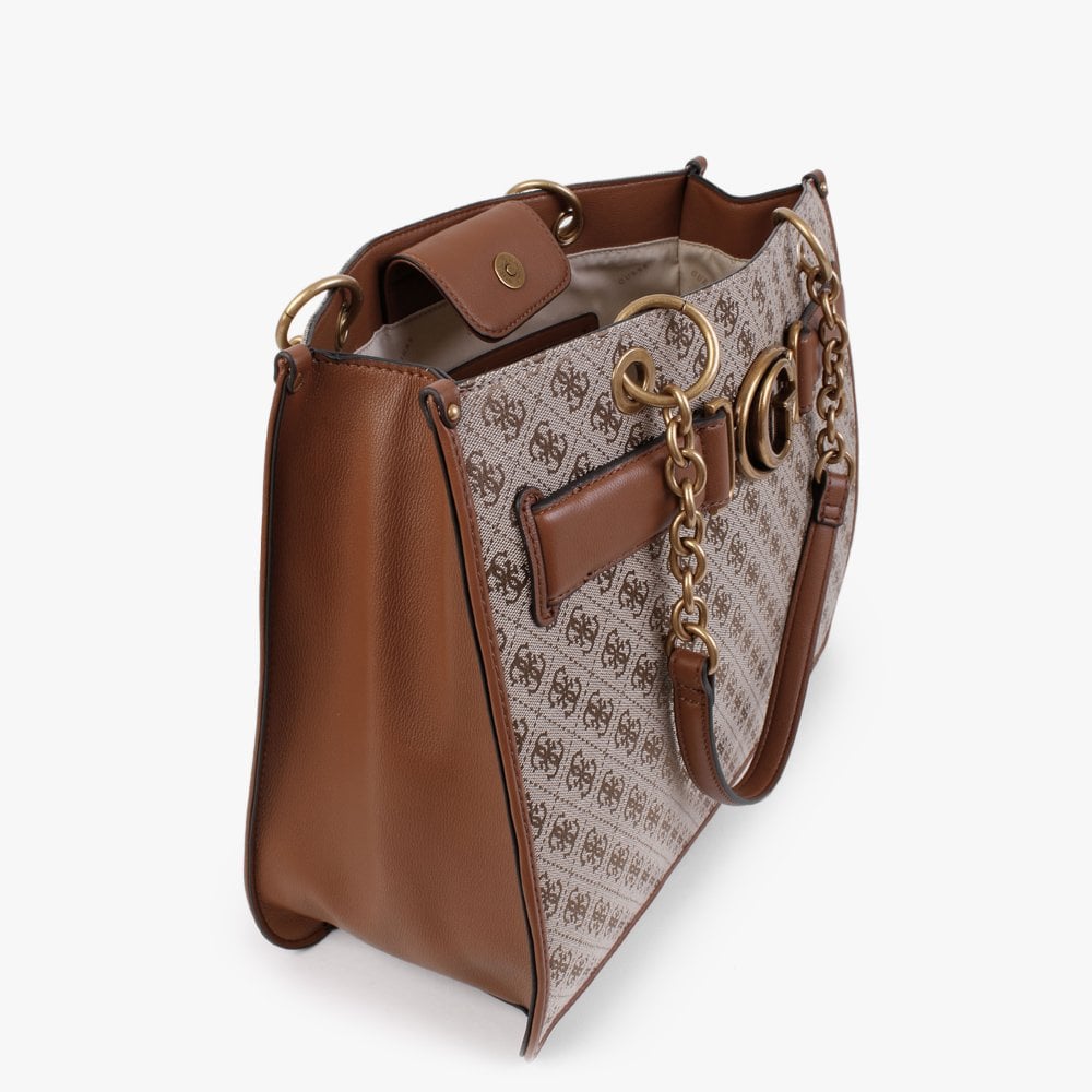 Aviana Signature Logo Latte & Cognac Tote Bag
