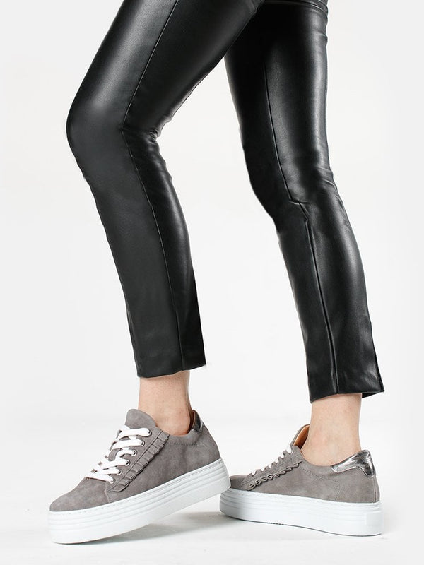 Mewfrill Grey Suede Flatform Trainers
