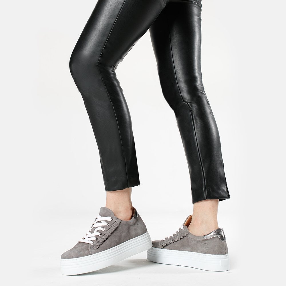 Mewfrill Grey Suede Flatform Trainers