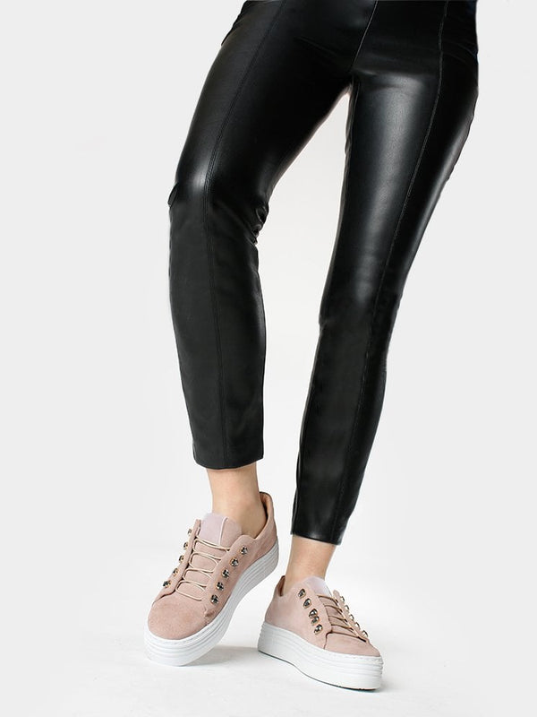 Mewjewell Pink Suede Flatform Trainers