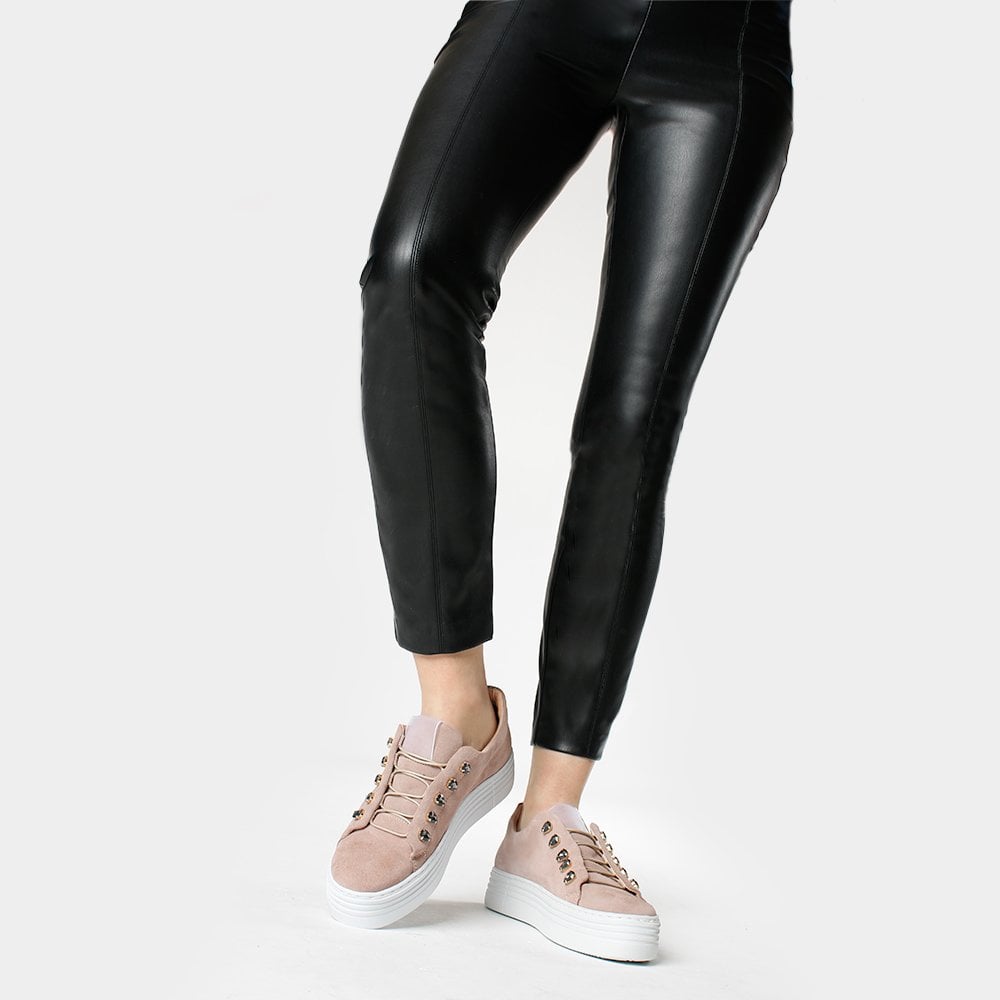 Mewjewell Pink Suede Flatform Trainers