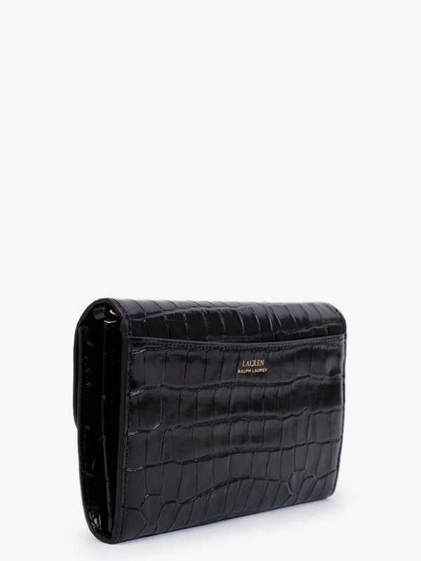 Adair 20 Black Leather Moc Croc Cross-Body Bag