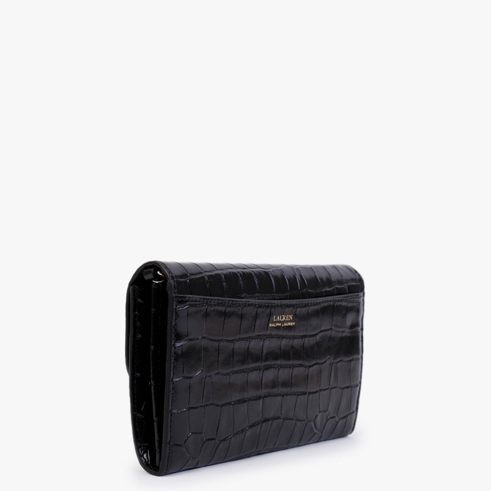 Adair 20 Black Leather Moc Croc Cross-Body Bag