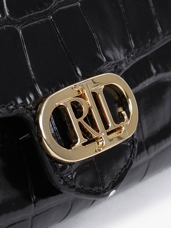 Adair 20 Black Leather Moc Croc Cross-Body Bag